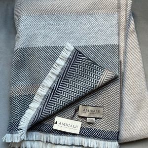 Amicale Cashmere Blend Colorblock Herringbone Throw